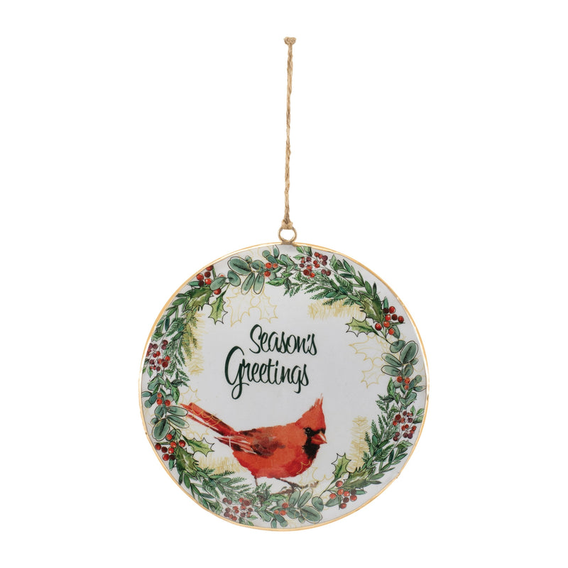 Melrose Seasons Greetings Cardinal Disc Ornament (Set of 6)