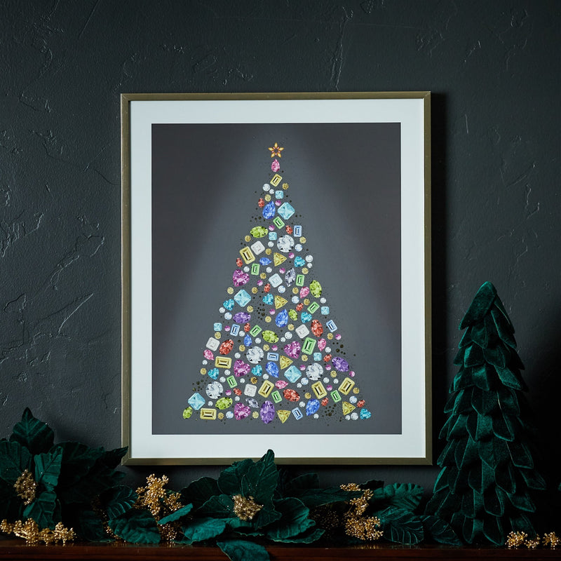 Melrose Holiday Jewel Tree Print Under Glass 23.5"H
