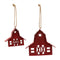 Rustic Wooden Barn Ornament with Metal Accent and Jute Hanger (Set of 24)