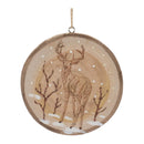 Wood Deer Tree Disc Ornament (Set of 12)