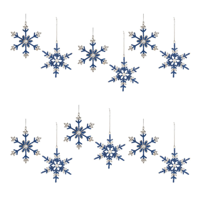 Melrose Beaded Metal Snowflake Ornament (Set of 12)