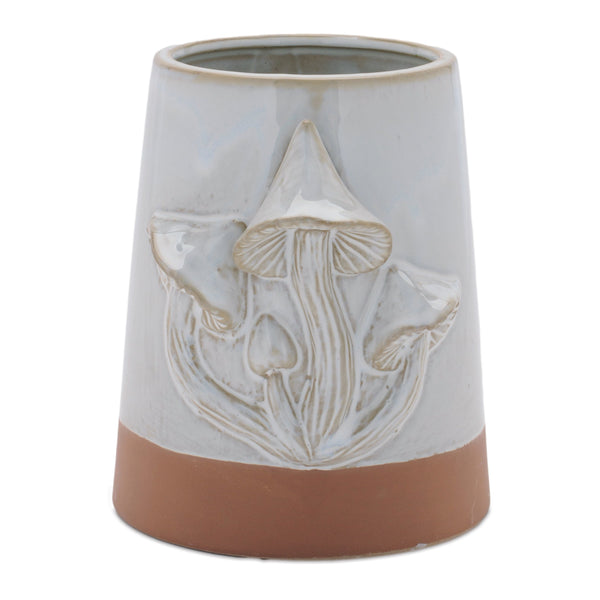 Melrose Tapered Porecelain Planter with Mushrooms Set of 2 Planter, Porcelain