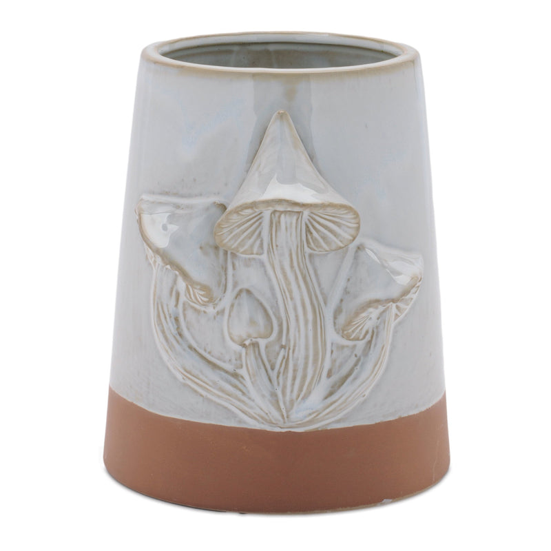 Melrose Tapered Porecelain Planter with Mushrooms Set of 2 Planter, Porcelain