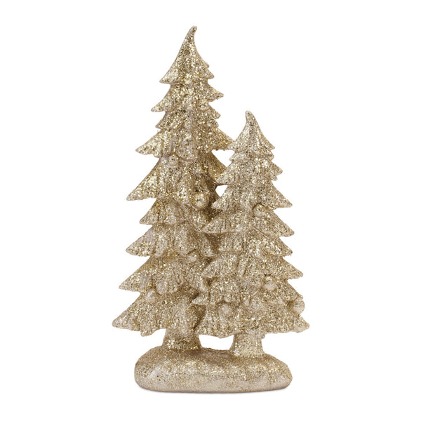 Melrose Glittered Double Tree Figurines – Set of 2