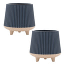 Melrose Ceramic Ribbed Footed Planter Set of 2 Planter, Ribbed, Ceramic