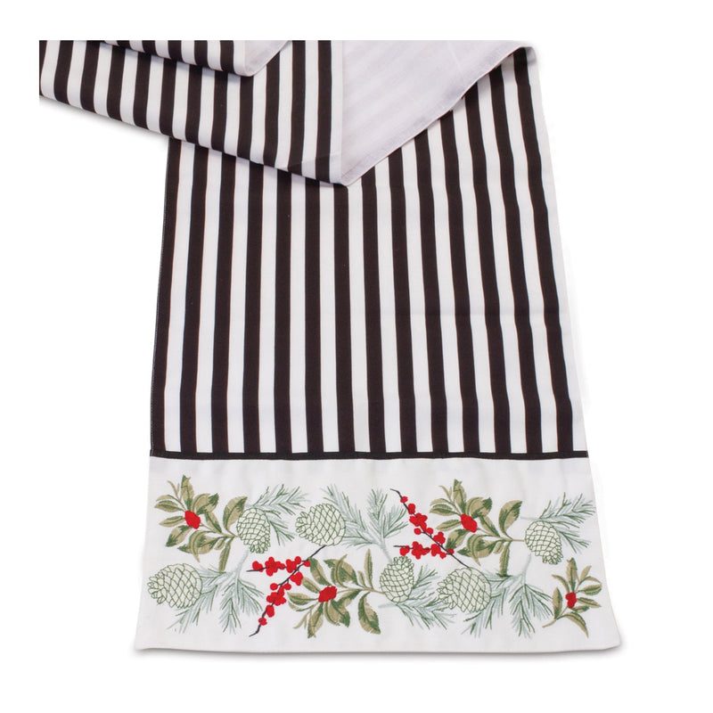 Melrose Striped Holiday Table Runner 72"L