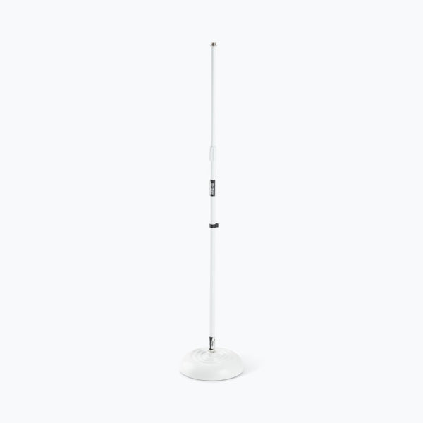 On‑Stage MS7201QTRW White Quarter‑Turn Round‑Base Mic Stand 34″–60″