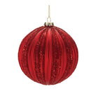 Melrose Ribbed Red Glass Ball Ornaments – Set of 4