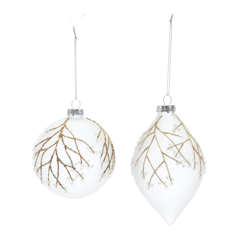 Glittered Glass Tree Branch Ornament (Set of 6)