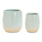 Melrose Two-Tone Porcealin Planter with Leaf Design Set of 2 Planter, Porcelain