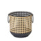 Melrose Punched Metal Candle Holder with Rattan Design (Set of 2)