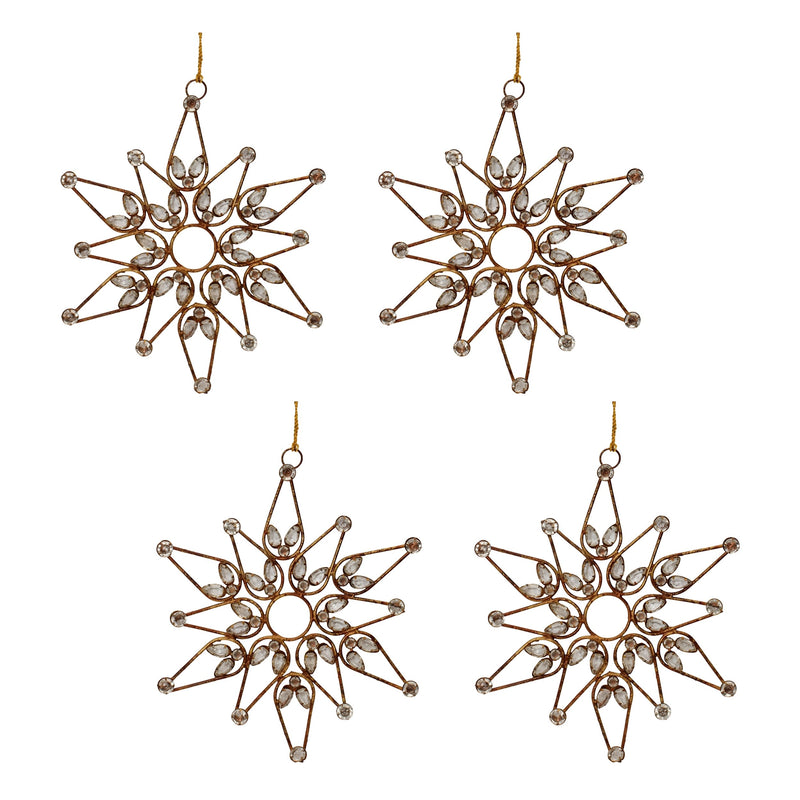 Melrose Bronze Jeweled  Snowflake Ornament (Set of 4)