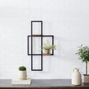 Melrose Iron Metal Wall Hanging with Wood Shelves 33.5"H, Modern, Wood, Metal