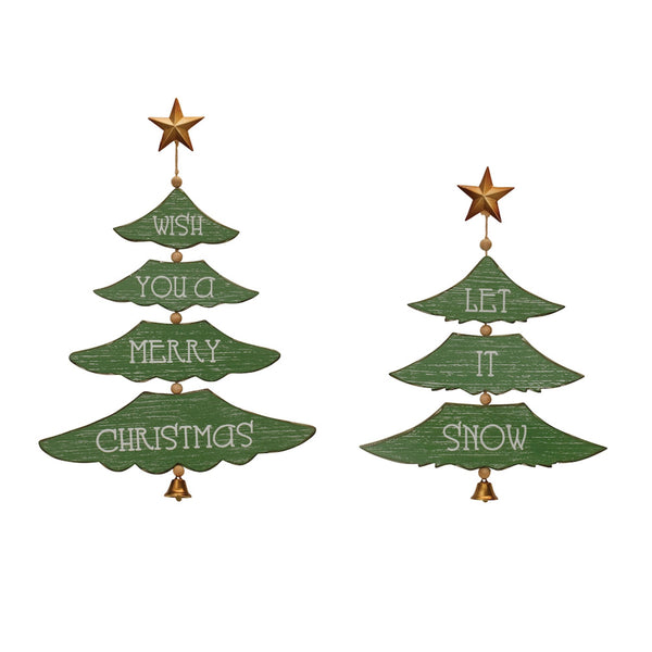 Melrose Christmas Pine Tree Wall Sign (Set of 2)