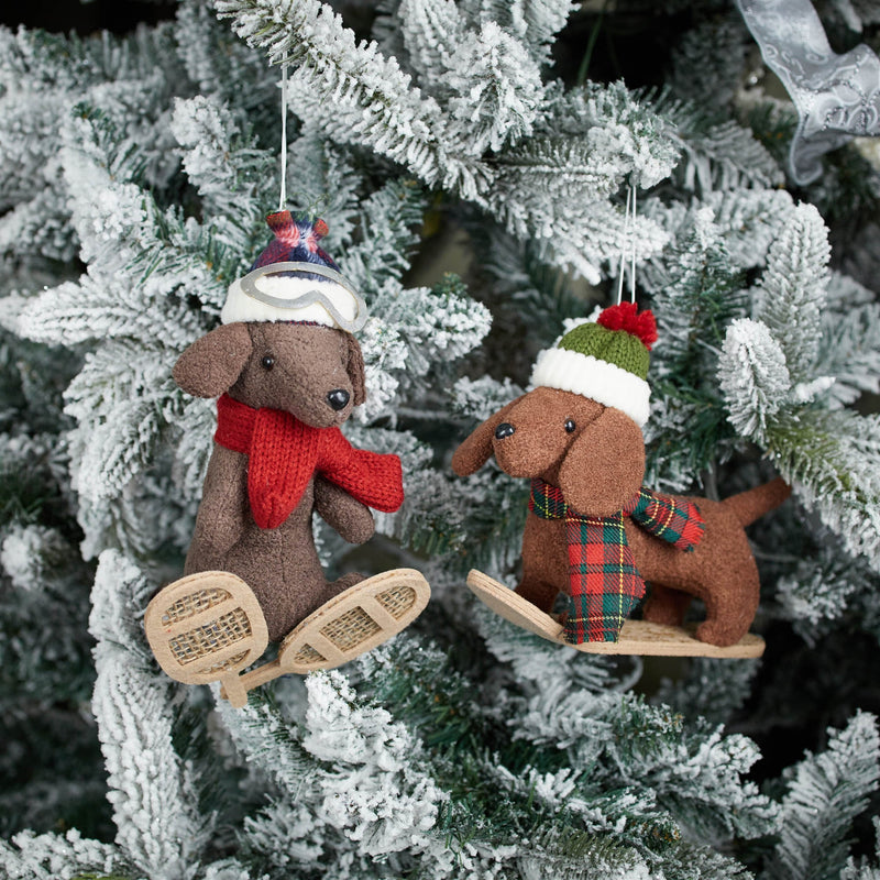 Melrose Plush Ski and Snowboard Dog Ornament (Set of 6)