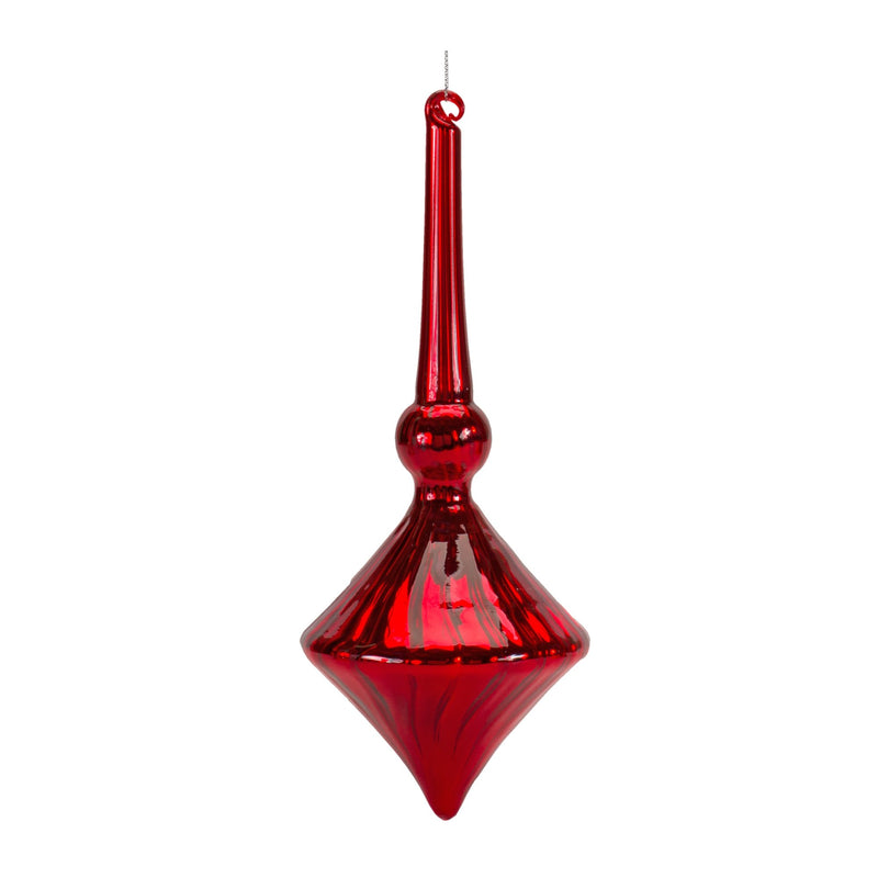 Modern Red Finial Drop Ornament (Set of 6)