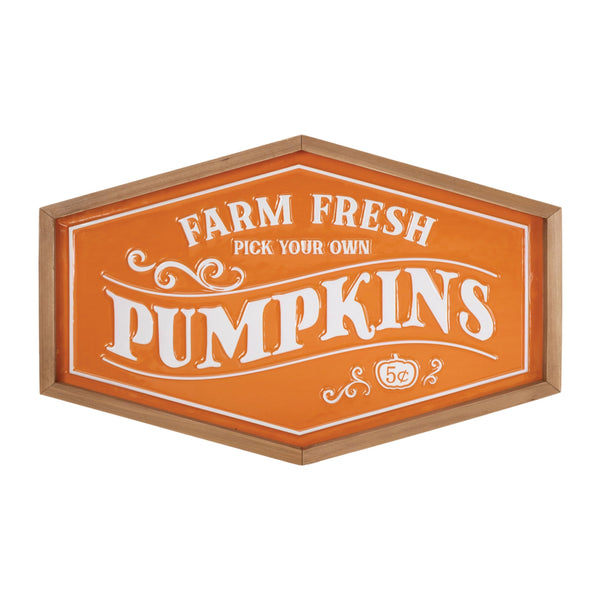 Melrose Framed Metal Farm Fresh Pumpkins Sign 19.5"L
