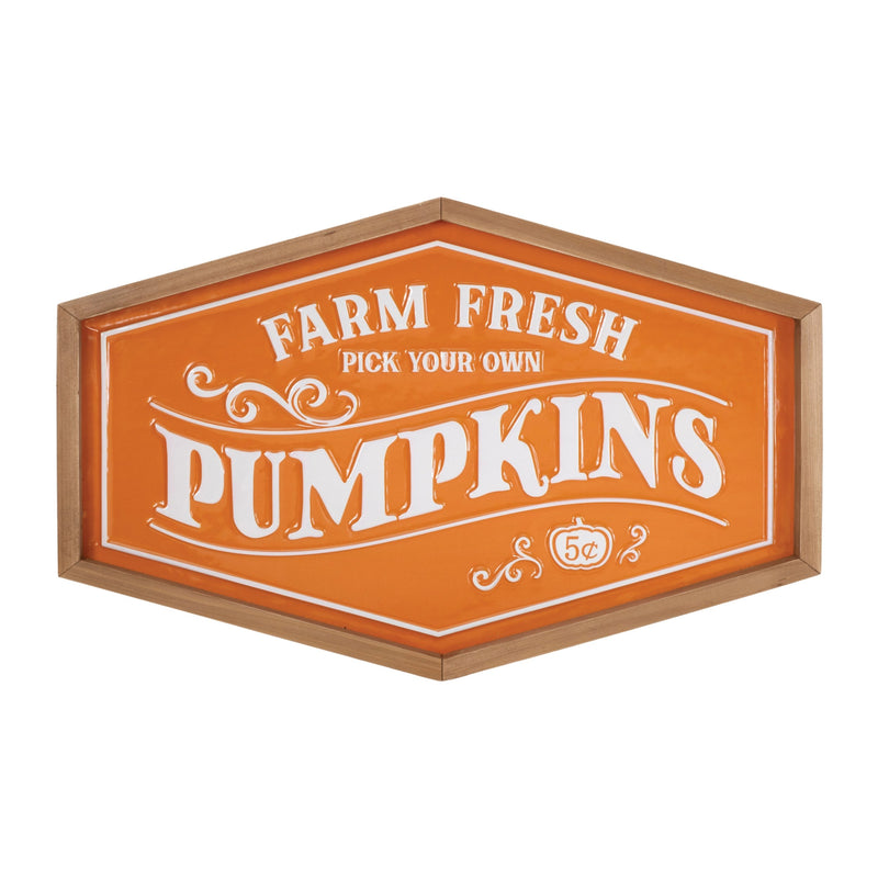 Melrose Framed Metal Farm Fresh Pumpkins Sign 19.5"L