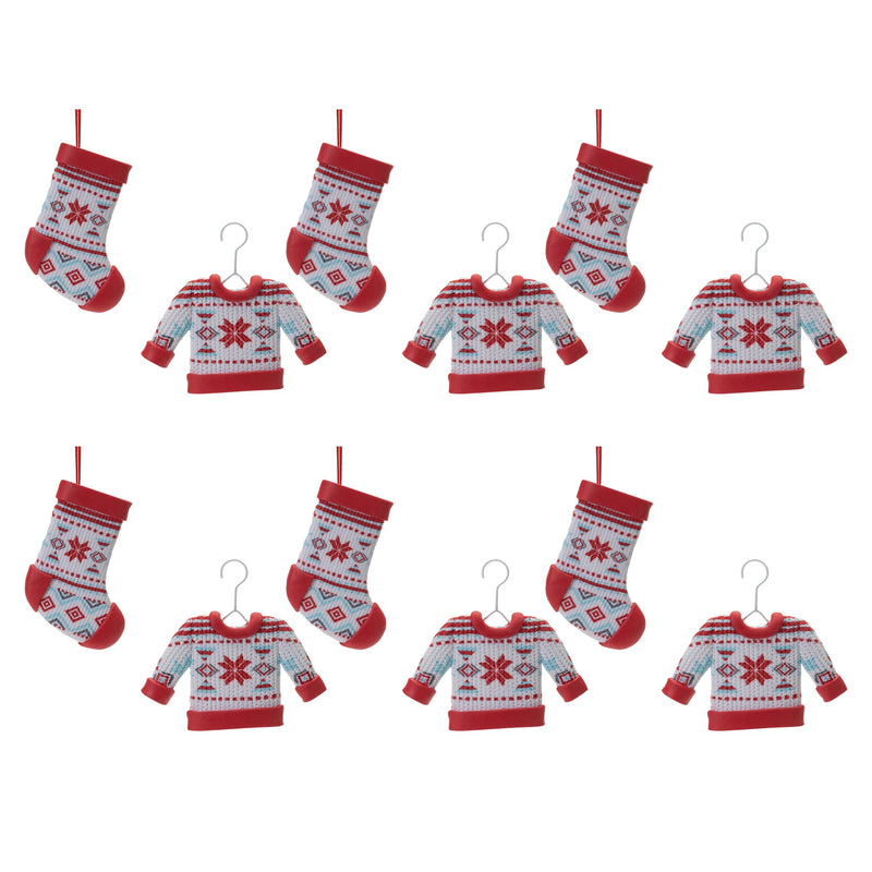Melrose Nordic Stocking and Sweater Ornament (Set of 12)