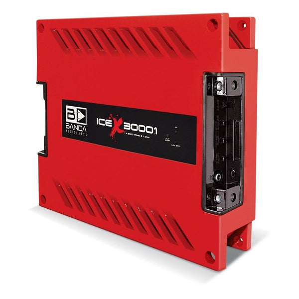 Banda ICEX3000.1RED 3000W RMS 1ch 1Ω Red Amplifier Boost Audio Mono Bass HPF LPF
