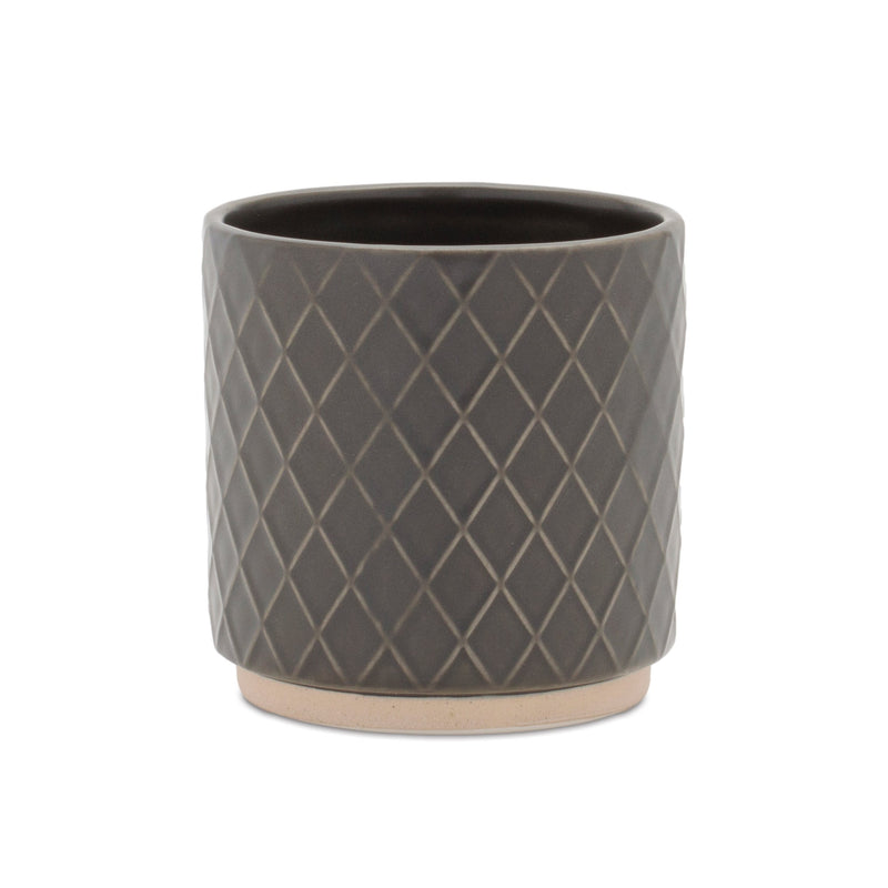 Melrose Ceramic Diamond Pattern Planter Set of 2 Planter, Ceramic