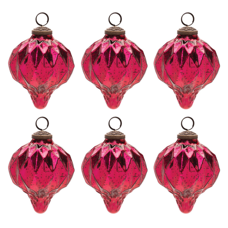 Melrose Harliquin Mercury Glass Onion Ornament (Set of 6)