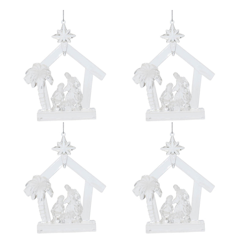 Melrose Clear Acrylic Nativity Ornament (Set of 4)