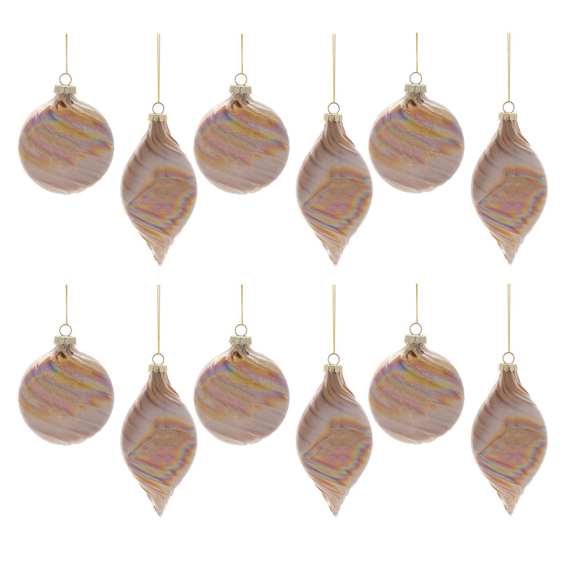 Melrose Iridescent Swirl Glass Ornament (Set of 12)