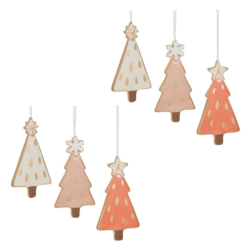 Melrose Ceramic Pine Tree Ornament (Set of 6)