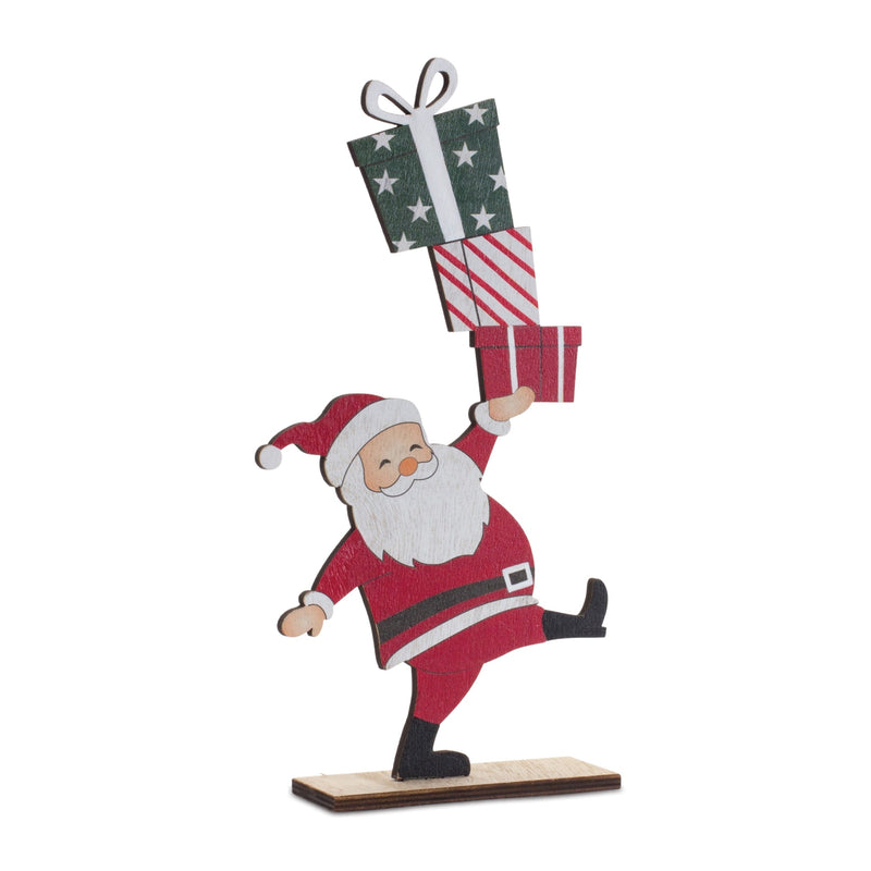Melrose Wood Santa with Presents Display (Set of 2)