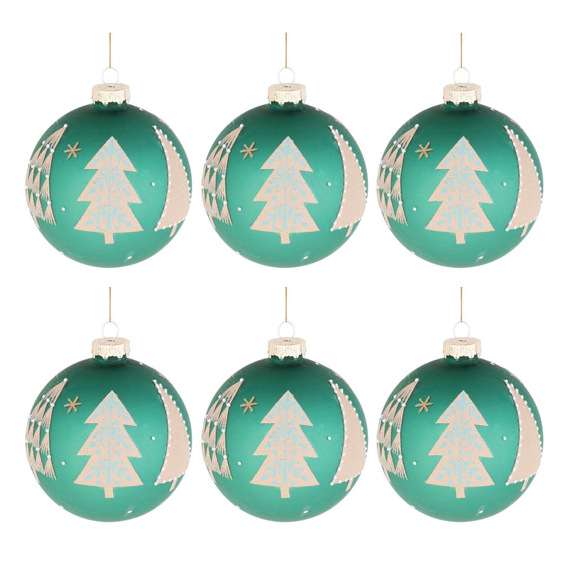 Melrose Beaded Pine Tree Ball Ornament (Set of 6)