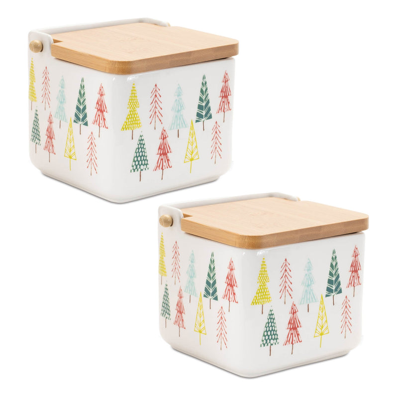Melrose Ceramic Pine Tree Print Box (Set of 2)