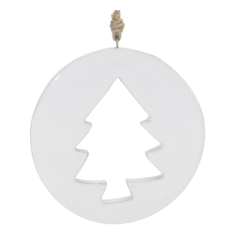 Melrose White Wood Pine Tree Cut-Out Ornament (Set of 12)