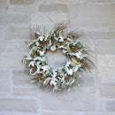 Cotton and Leaf Twig Wreath 28"D