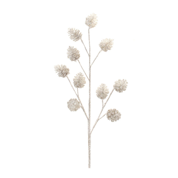 Melrose Glittered Silver Pinecone Spray (Set of 6)