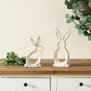 Melrose Carved Stone Bunny Outline Decor (Set of 2) Multicolor Home Accent