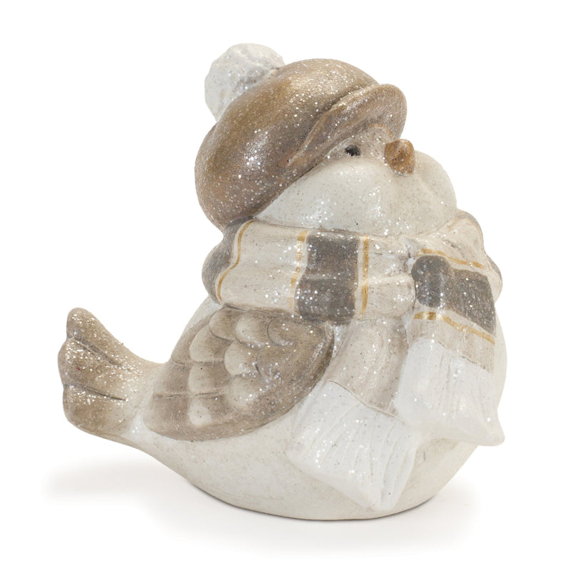 Melrose Glittered Winter Bird with Hat (Set of 4)