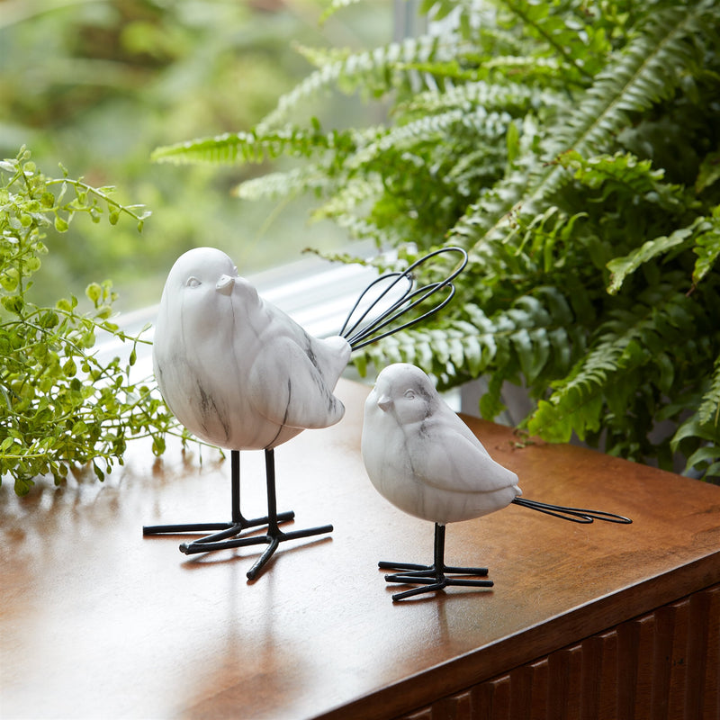 Melrose Marble Print Bird Figurine (Set of 4)