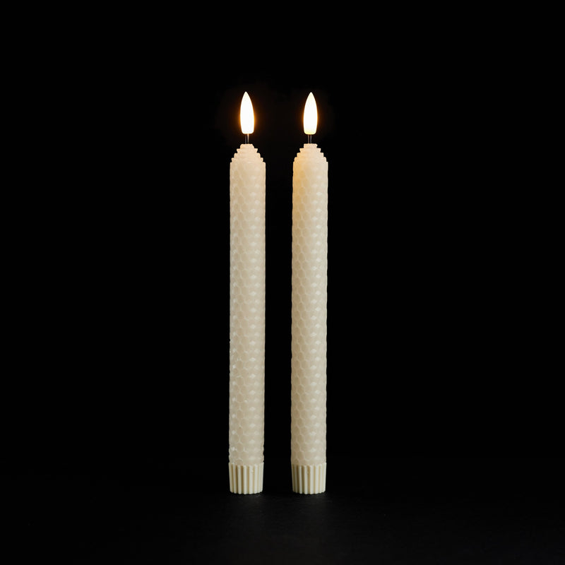 Melrose FIA Wick Beige Textured Taper Candle (Set of 2)