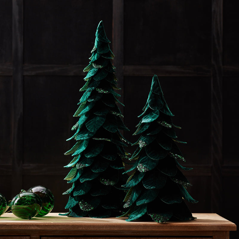 Melrose Green Beaded Leaf Pine Tree (Set of 2)