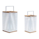 Melrose Metal Box Lantern w/ Natural Wood Accents (Set of 2) Glam & Luxury