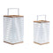 Melrose Metal Box Lantern w/ Natural Wood Accents (Set of 2) Glam & Luxury