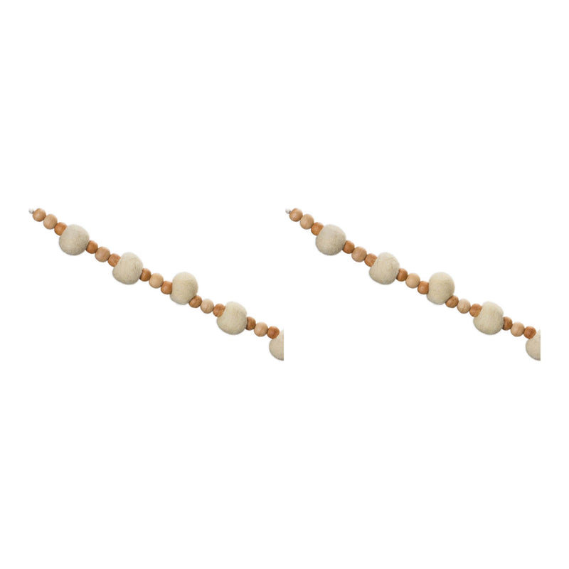 Melrose Wood Beaded String Garland (Set of 2)