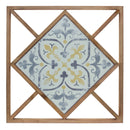 Melrose Framed Ornamental Wall Tile 14.25"SQ, Rustic, Metal