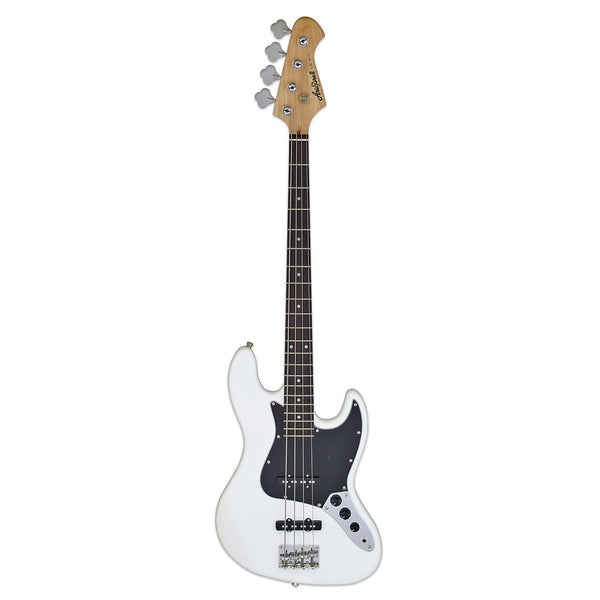 Aria STB-JB/B-WH 4-String Electric Jazz Bass Guitar – White with Black Pickguard
