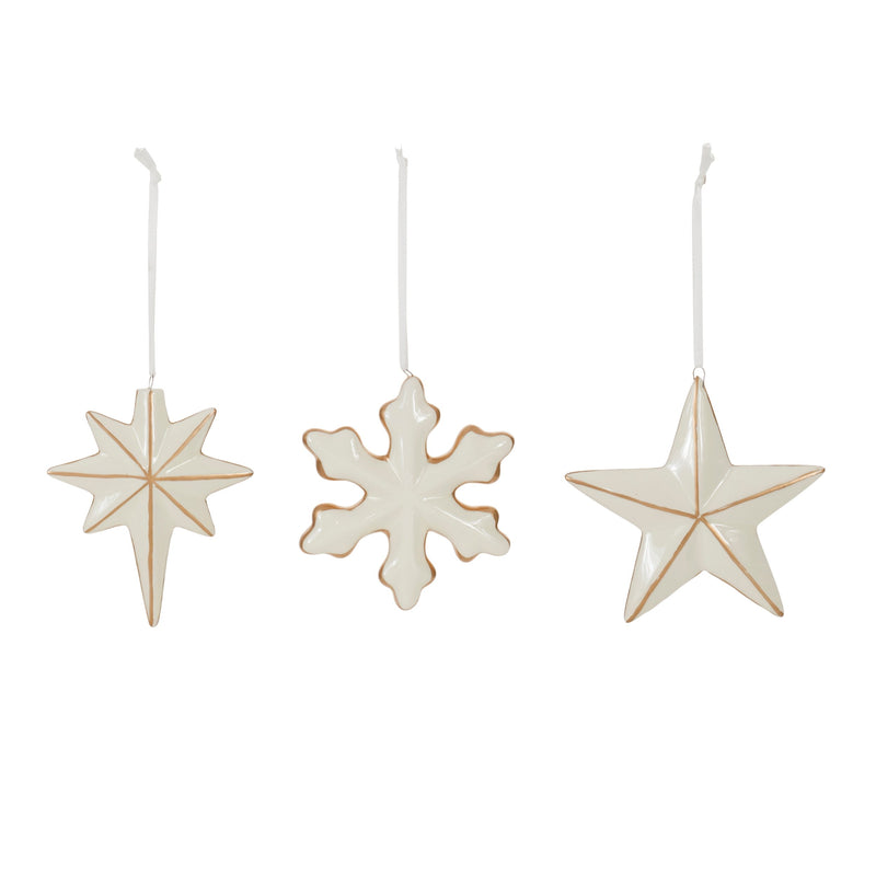 Melrose Ceramic Star and Snowflake Ornament (Set of 6)