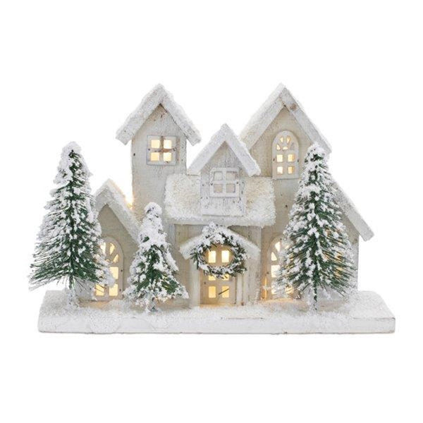 Melrose LED Flocked Holiday Village Display 12.5"L