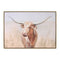 Melrose Framed Long Horn Cattle Wall Art 28"L, Modern, Rustic, Wood, Plastic