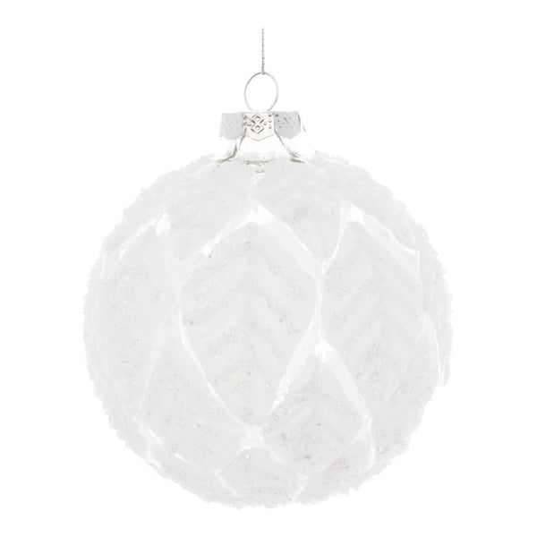 Frosted Leaf Glass Ball Ornament (Set of 12)