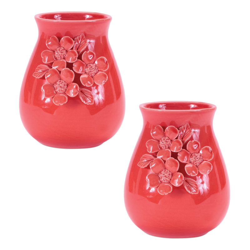 Melrose Storeware Vase with Floral Accent (Set of 2)